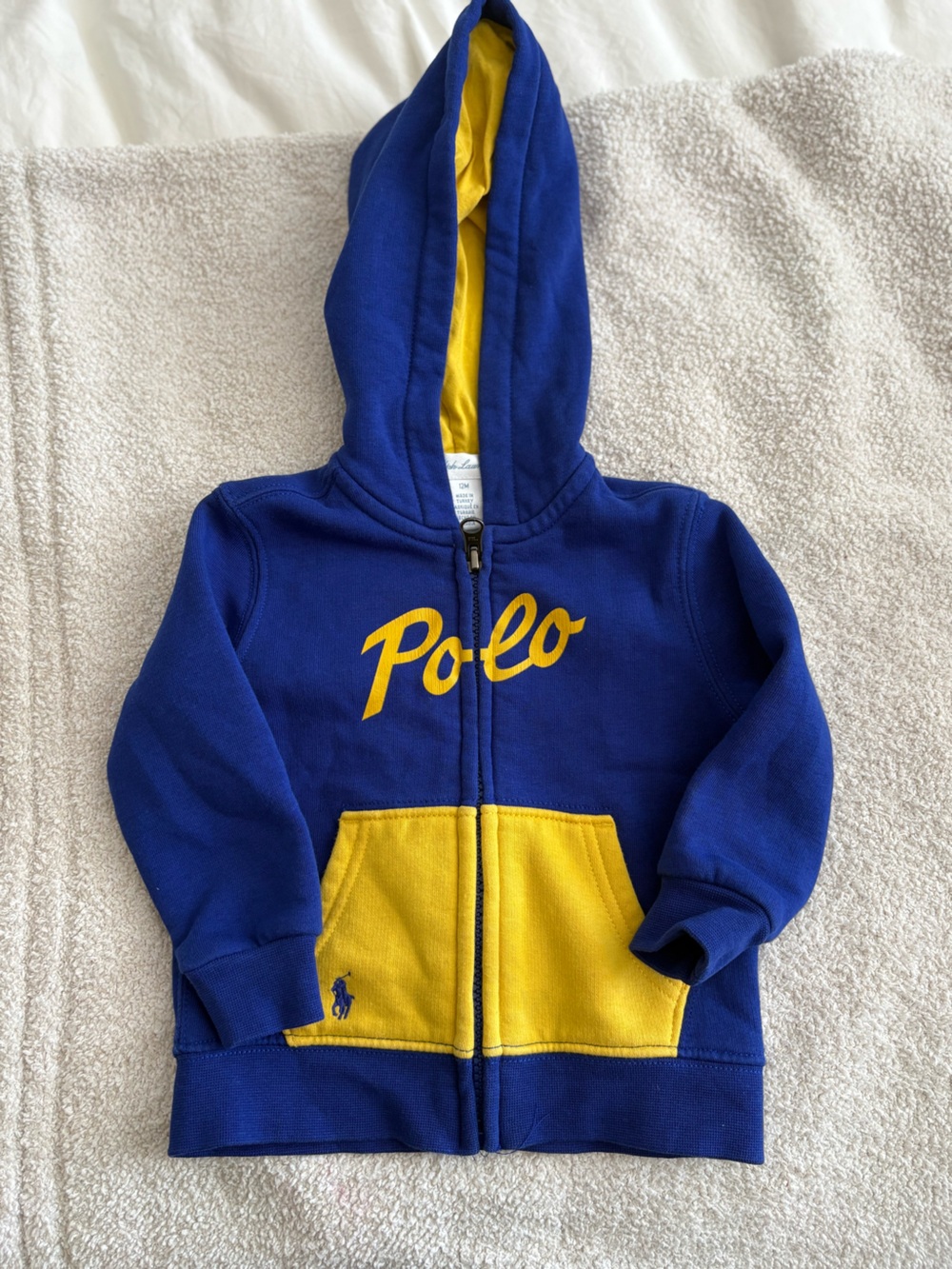 Ralph Lauren Royal Blue Hoodie with Yellow Lining